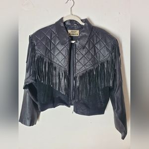 Just Joshua Genuine Black Leather Jacket, Medium